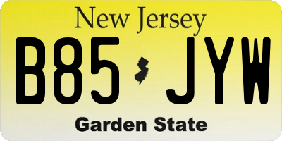 NJ license plate B85JYW