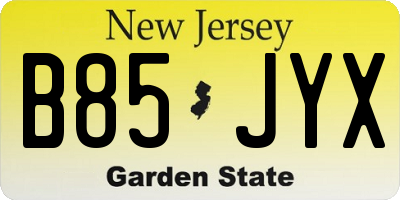 NJ license plate B85JYX