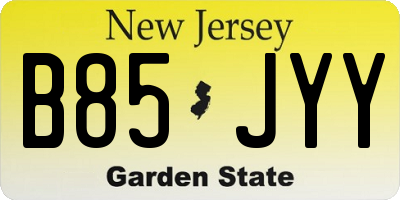 NJ license plate B85JYY