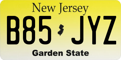 NJ license plate B85JYZ