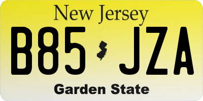 NJ license plate B85JZA