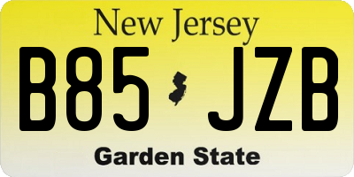 NJ license plate B85JZB