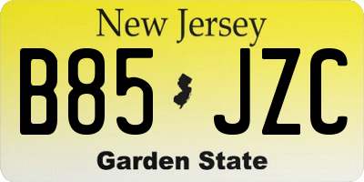 NJ license plate B85JZC