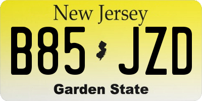 NJ license plate B85JZD