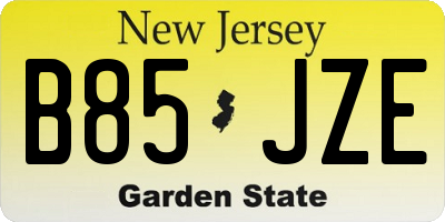 NJ license plate B85JZE