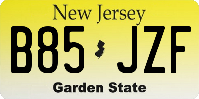 NJ license plate B85JZF