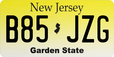 NJ license plate B85JZG