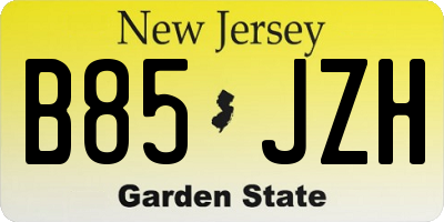 NJ license plate B85JZH