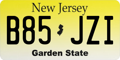 NJ license plate B85JZI