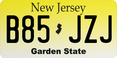 NJ license plate B85JZJ