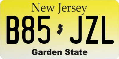 NJ license plate B85JZL