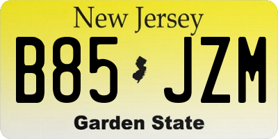 NJ license plate B85JZM