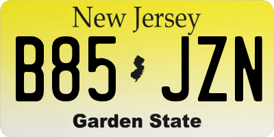NJ license plate B85JZN