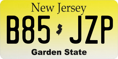 NJ license plate B85JZP
