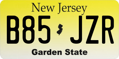 NJ license plate B85JZR