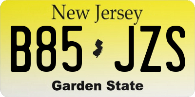 NJ license plate B85JZS