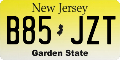 NJ license plate B85JZT