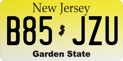 NJ license plate B85JZU