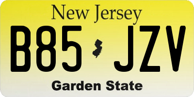 NJ license plate B85JZV