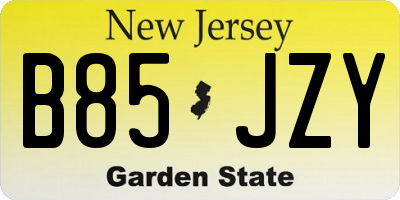 NJ license plate B85JZY