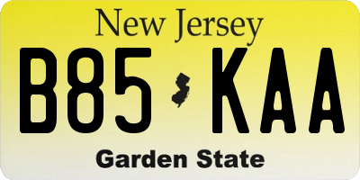 NJ license plate B85KAA