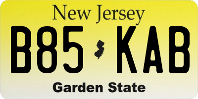NJ license plate B85KAB