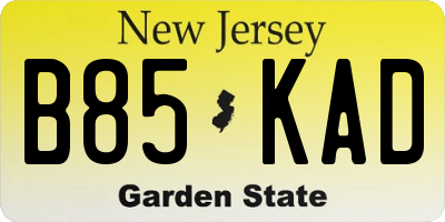 NJ license plate B85KAD