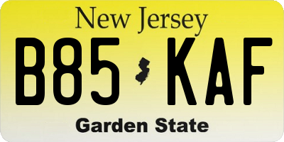 NJ license plate B85KAF