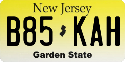 NJ license plate B85KAH