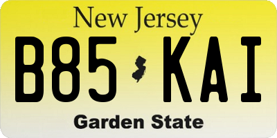 NJ license plate B85KAI