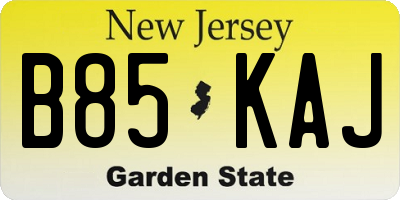 NJ license plate B85KAJ