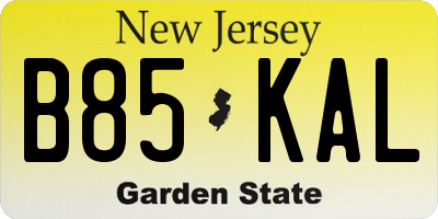 NJ license plate B85KAL
