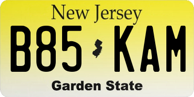 NJ license plate B85KAM