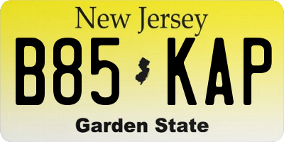 NJ license plate B85KAP