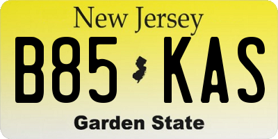 NJ license plate B85KAS