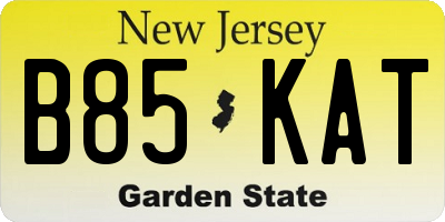 NJ license plate B85KAT