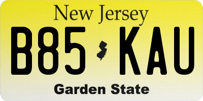 NJ license plate B85KAU