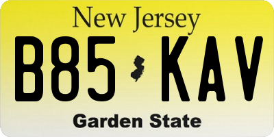 NJ license plate B85KAV