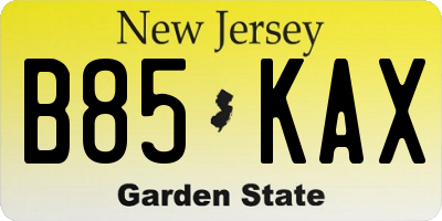NJ license plate B85KAX