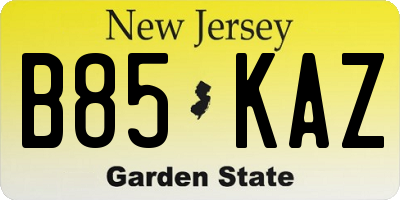NJ license plate B85KAZ