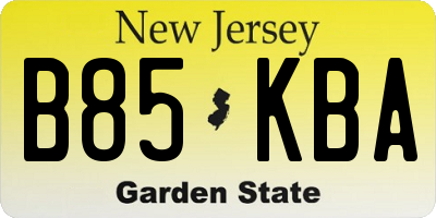 NJ license plate B85KBA