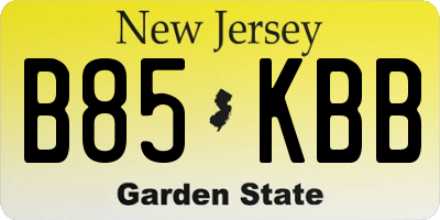 NJ license plate B85KBB