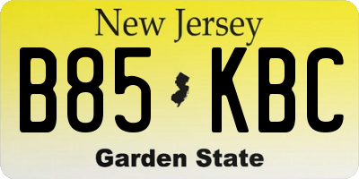 NJ license plate B85KBC