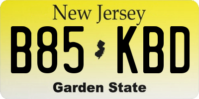 NJ license plate B85KBD