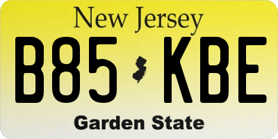 NJ license plate B85KBE