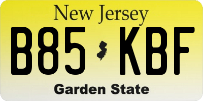 NJ license plate B85KBF