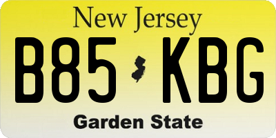 NJ license plate B85KBG