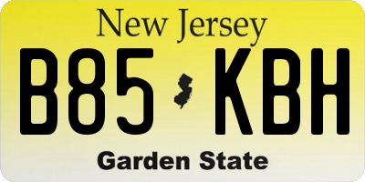 NJ license plate B85KBH