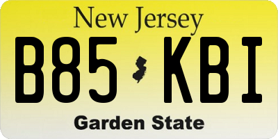 NJ license plate B85KBI