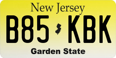 NJ license plate B85KBK